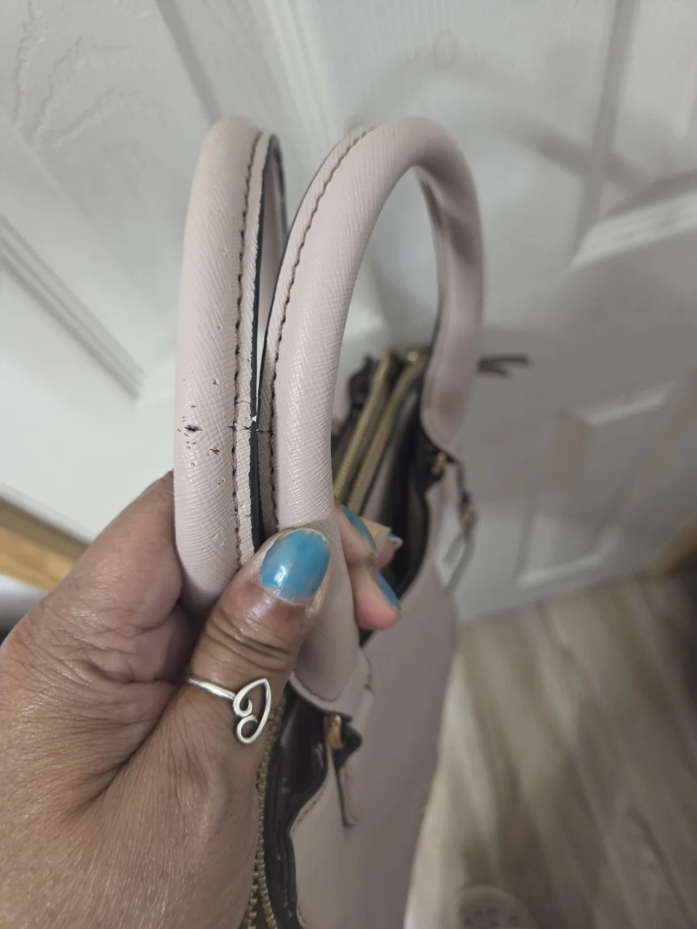 Nine West Light Pink Saffiano Satchel with Tassel Charm